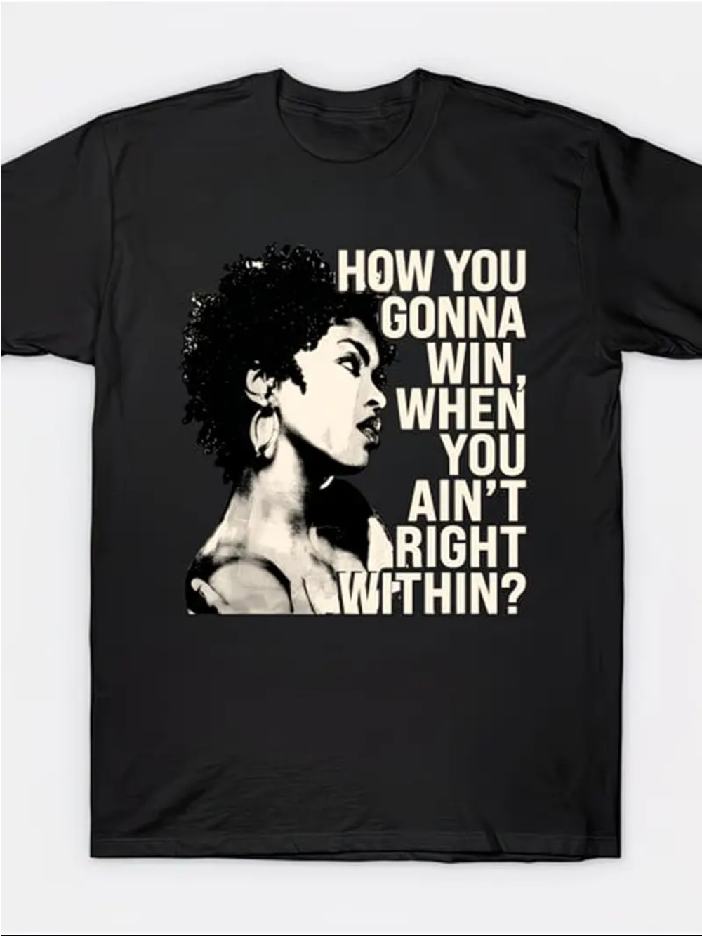 Women’s Black Graphic Tee with Inspirational Print